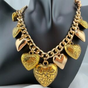 Unique Zara Gold color Heart Charm Necklace adjustable